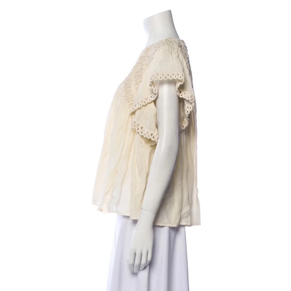 NWT SEA NEW YORK FRIDA SOLID FLUTTER SLEEVE BLOUSE TOP CREAM S - Picture 3 of 7